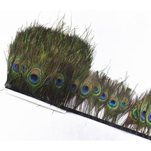 Beautiful 1yards 10-15cm Peacock Feathers Trims diy peacock eye costumes Necklace earrings accessories wedding Decorative plumes