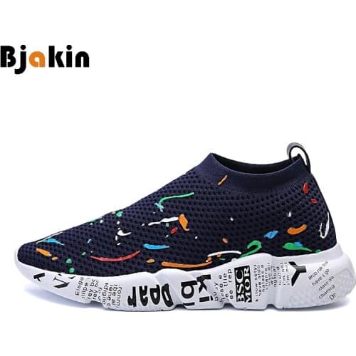 Bjakin Colorful Running Shoes Men Women Sock Sneakers Breathable Slip On Sports Athletic Shoes Unisex Camouflage Trainers 35-45