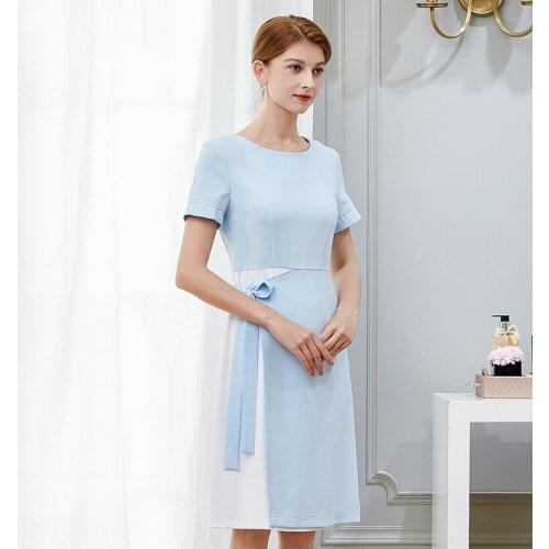 Short Sleeve Summer New Beautician Spa Work Suit Beauty Workwear Womens Work Dress