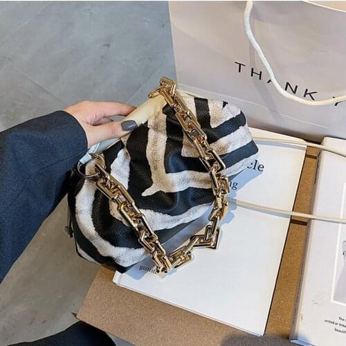 Zebra pattern small PU leather underarm bag female 2020 shoulder handbag female travel lady party bag thick chain