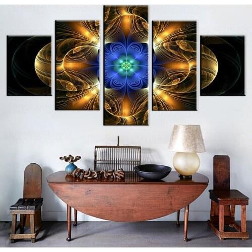 Wall Artwork Modular Pictures Canvas Printed 5 Panel Abstract Flower Home Decoration Posters Painting For Living Room Framework