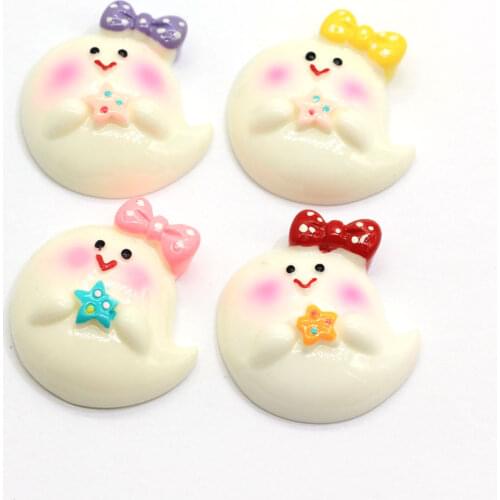 New Arrive White Blushing Happy Cloud With Bow Cabochons Sweet Kawaii Flatback Smile Cloud Cabs For Hair Accessories Decor