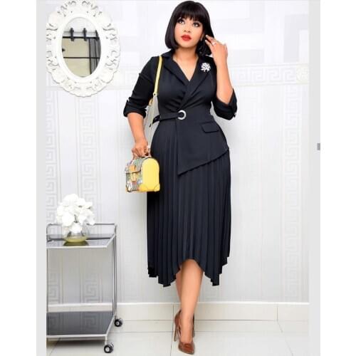 New Style Long Sleeve Dress African Clothing African Dresses For Women Fashion Africaine Robe Pleated Maxi Dress Africa Clothes