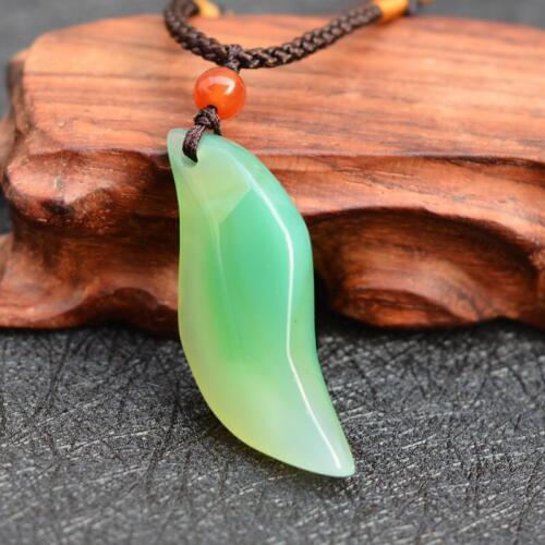 Drop shipping Natural Green Chalcedony Pendant Necklace Gift for Women Crystal Jades Jewelry Free Rope