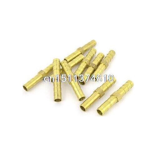 10pcs Brass Equal 5mm Air Water Fuel Hose Barbed Straight Fitting Connector
