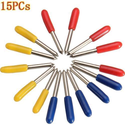XNEMON 15Pcs 30/45/60 Degree Roland GCC Cutting Plotter Vinyl Cutter Blade High Hardness Knife Blades 25x2mm