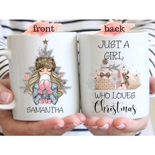Just A Girl Who Loves Christmas Mug Best Friend Winter Birthday Gift Customized Christmas Mug Christmas Gift Idea Lover