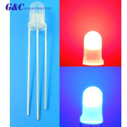 50PCS F5 LED Diodes Light 3Pin Common Anode/Cathode Milk White 5mm Round Dual colour Red-Green Red-Blue Kit