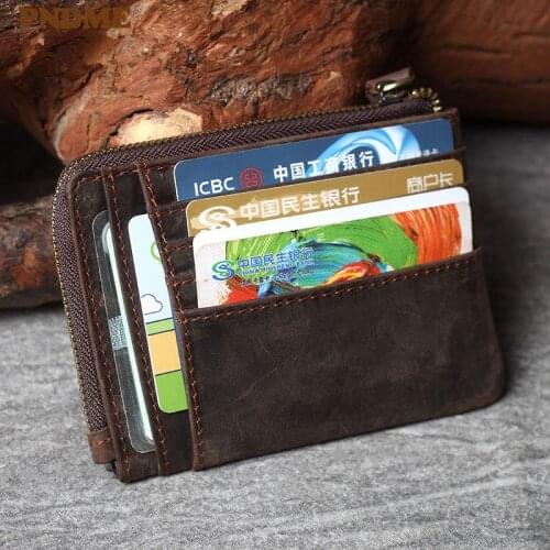 Vintage high-quality Crazy Horse cowhide multi-card coin purse Large-capacity genuine leather drivers license storage bag