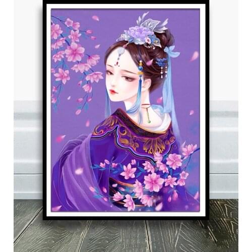 Printed cross stitch 2021 new line embroidery living room simple modern fresh characters Hua Dan ancient beauty hand embroidery