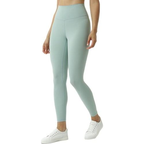 Womens Double-sided Brushed Yoga Pants Skin-friendly Nude Yoga Nine-point Pants High-waist Buttocks Yoga Pants