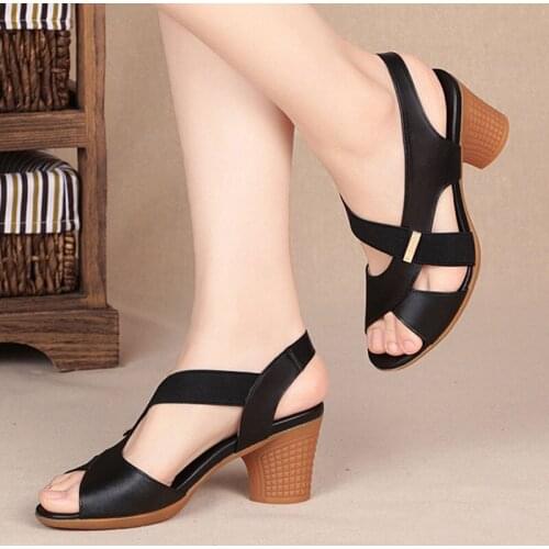 Womens Fish Mouth Sandals Womens High Heels Thick Heel Fish Mouth Shoes Non-slip Soft Sole Womens Shoes Open Toe Shoes