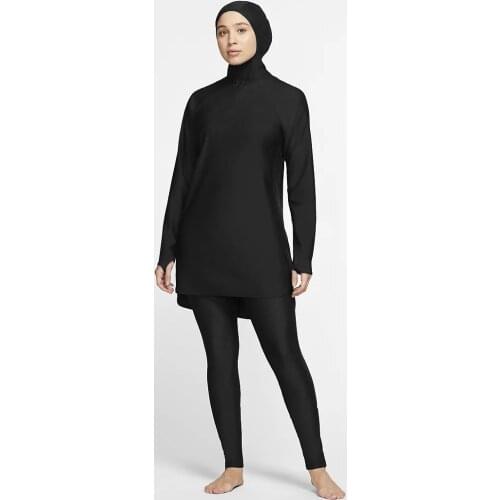 3pcs Lady Swimwear Full Covered Elegant Beachwear Hijab+blouse+pants Bathing Suit Da Bagno Donna Women Black Muslim Swimsuit