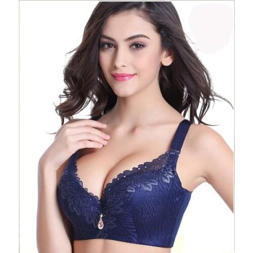 Design NEW Plus Size Bra 36-50 C/DD/E/F Cup Womens Full Coverage Deep V Push Up Lace Bra SO big large BlACK Brassiere C3313