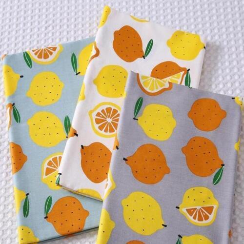 ZY DIY Pretty 3 Colors Fruit Lemon Printed 100% cotton twill cotton Fabric quilting home decor patchwork telas cloth