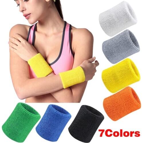 1 pair Quick dry Cotton Sports Wrist Sweatbands Brace Hand Band Sweat Terry Athletic Exercise Terry Basketball Tennis Baseball