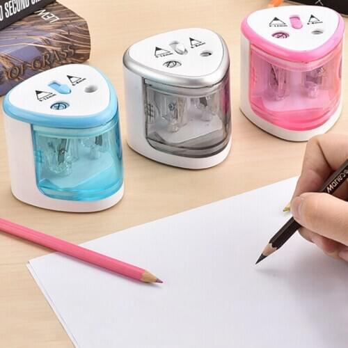 1Pc Automatic Electric Pencil Sharpener Pencil Use Battery With Two Holes Safety Pen Knife Office School Supplies
