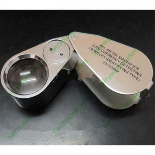 10pcs LED Purple money Detector 40x25mm 10X-15X handheld portable Magnifier jewelry appraisal