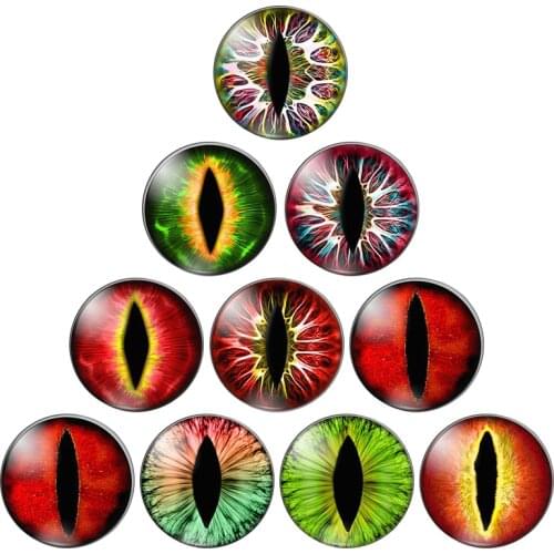 8 10 12 14 16 18 20 25 30mm 10pcs In Pairs Mixed Dragon Eyes Round Glass Cabochon Flatback Photo Dome Jewelry Pendant Settings