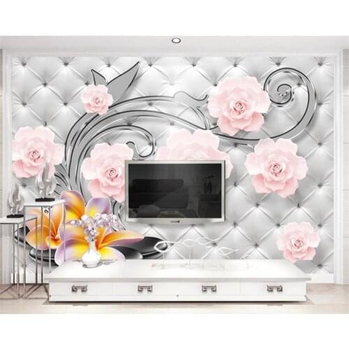 Custom wallpaper 3D three-dimensional relief flower plant soft package pattern TV background wall living room murals фотообои