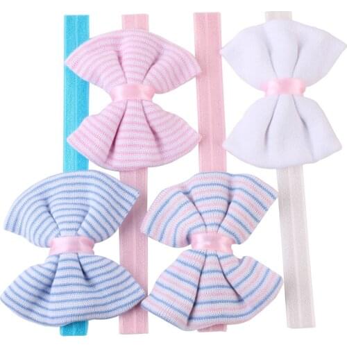 4 Pcs/Set Solid Color Bows Baby Headband Striped Bowknot Haarband Baby Girl Headbands Cotton Hair Band Girls Hair Accessories