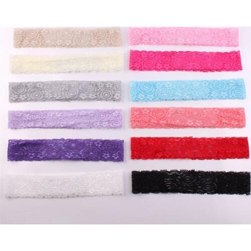 50pcs/lot Elastic Lace Tutu Headbands Girls Waffle Knitted Hair Band DIY Hair Accessories 11 Color U Pick