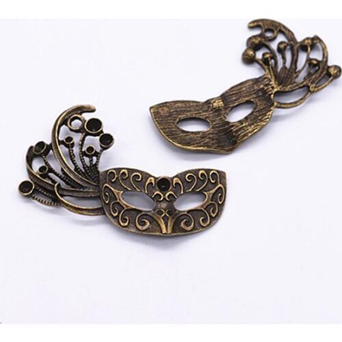 53*35mm 2pcs Antique Bronze Plated Queen Mask Charms Pendant For DIY Necklace Bracelet Jewelry Accessories