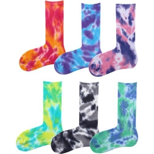 6Pairs /Lot tie-dye colorful Socks coconut tree Spring white black Sock With Avocado Sushi Food Cotton Fashion Harajuku Socks