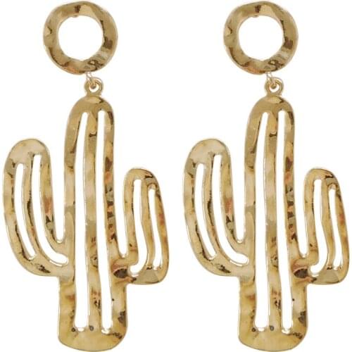 6 pair / lot fashion jewelry high quality gold metal plant cactus stud earrings