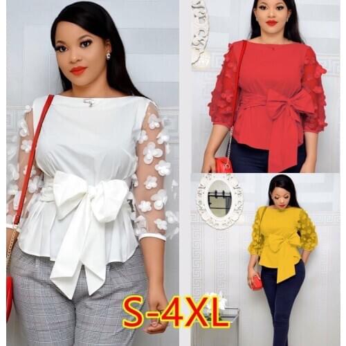 African Dresses For Women Dashiki African Clothes Mesh Bow Africa Dress Ladies Tops Clothing Ankara Plus Size African Dress