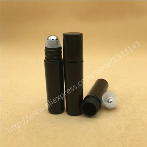 Free shipping 200pcs 5cc roll-on refillable perfume bottle 5ml Plastic bottle with steel roller for essential oils
