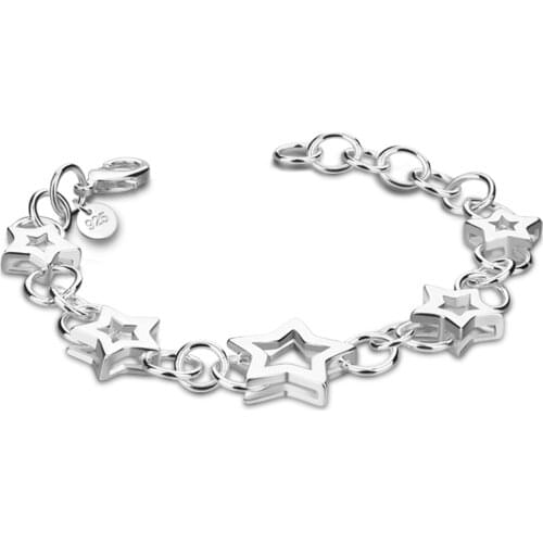 925 Sterling Silver Hollow Stars Bracelets For Women Elegant Charm Bracelet Female Birthday Party Gift