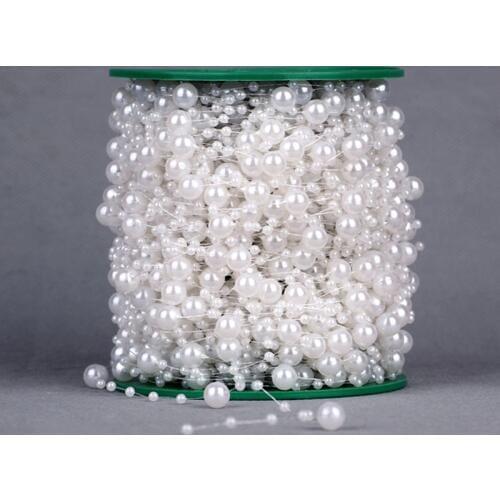 10m 3mm and 8mm Craft Square Imitation Pearl Beads Cotton Line Chain For DIY Wedding Party Decoration Party accessior