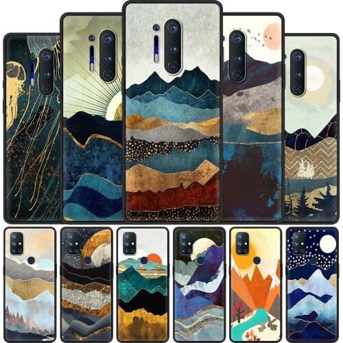 For OnePlus 8 Nord 7Pro Case For One Plus Z N10 5G 8T 7 Pro n100 7T 6T Full Protection Soft Phone Cover Mountain Oil Painting
