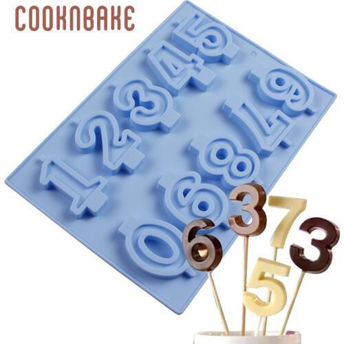 COOKNBAKE Silicone lollipop Mold Candy Gummy Fondant Mold Number 0 9 Chocolate sugar Mould Ice biscuit Cake decoration bakeware