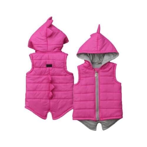 Toddler Kids Girl Warm 3D Dinosaur Outerwear Infant Baby Thicken Waistcoat Vest Coat Jackets Size 1-5Y