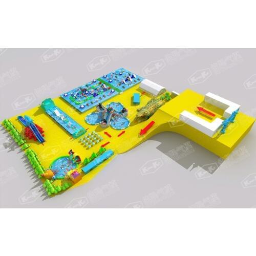 Affordable Above Ground Swimming Pool With Inflatable Water Slides Amusement Park Project