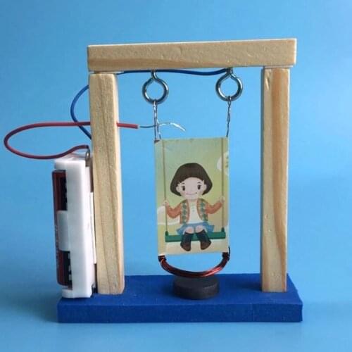 Invention Experiment Wood Electromagnetic Science DIY Handmade Swing Set New Educational Toy For Children Birthday Gift