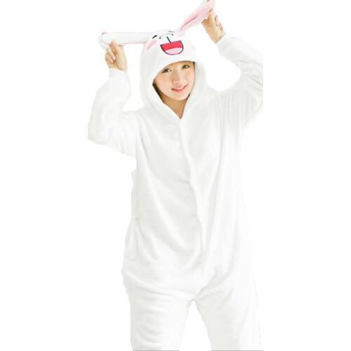 Kawaii Adult Anime White Rabbit Kigurumi Onesies Cute Costume Women Men Funny Warm Soft Animal Onepieces Pajamas Home Wear Girl