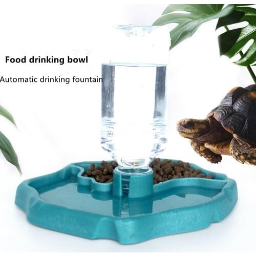Reptile Feeder 2 in 1 Amphibiens Reptiles Terrarium Feeding Automatic Water Basin Feeding Lizard Turtle Feeder Pet Supplies