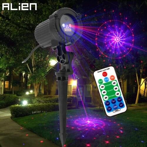 ALIEN Remote Control Red Blue 12 Patterns Laser Landscape Lighting Xmas Tree Waterproof Christmas Outdoor Garden Projector Light