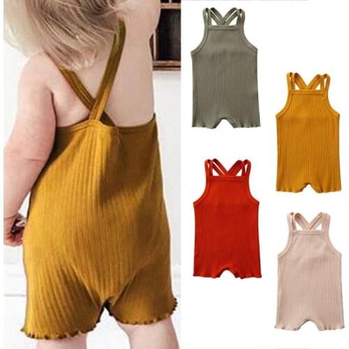 Baby Summer Clothing Newborn Baby Girl Boy Clothes Sleeveless Solid Romper Jumpsuit Overall Casual Outfits