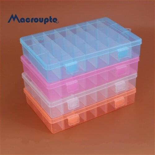 Life Essential 24 Compartment Storage Box Practical Adjustable Plastic Case for Bead Rings Jewelry Display Organizer