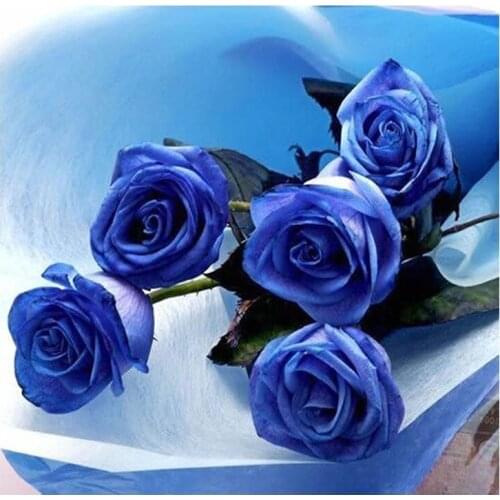 LIPHISFUN Diy Full Square/round Diamond Painting Embroidery Blue Rose Home Decor Picture By Numbers Sale Mosaic Resin