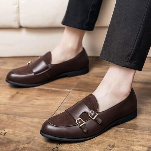 New Luxury Fashion Monk Strap Mix Colors Driving Shoes Men Slip-on Casual Loafers Business Formal Dress Footwear Zapatos Hombre