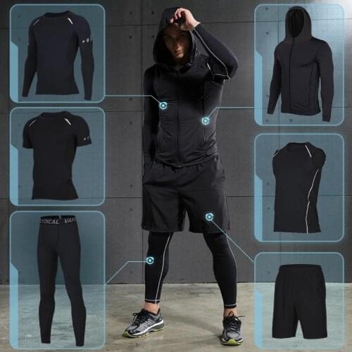 Fat person Mens Compression Sports Suit Gym Fitness Sportswear Suits Running Jogging Tight Sports Wear Clothes Workout Tracksui