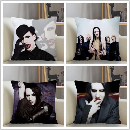 Musife Custom Marilyn Manson Pillowcase Home Decoration 45*45cm Zipper Square Pillowcase Throw Pillow Cover Drop Shipping