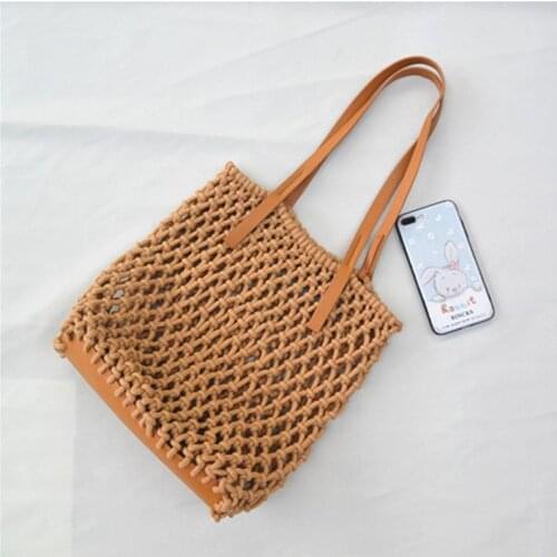 New In 2020 Cotton Rope Shoulder Bag Beach Bag a6291