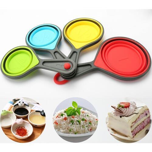 New 2015 silicone Measuring Cup mini retractable silicone cup Candy Color4 pcs/Set Free Shipping