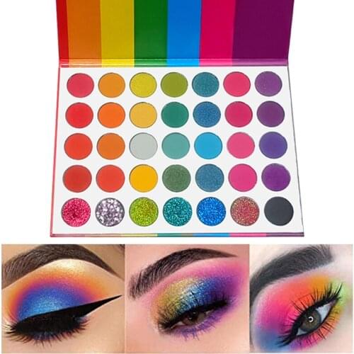 NEW HOT 35 color Rainbow Matte Eyeshadow Makeup Pallete Sequin Metallic Eyeshadow Pallete Waterproof Glitter Eye Makeup